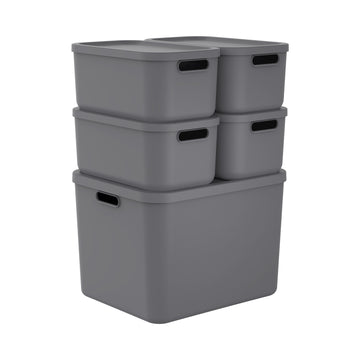 Aufbewahrungsboxen-Set 5tlg. 4x 12l und 1x 55l ALBULA LIGHT